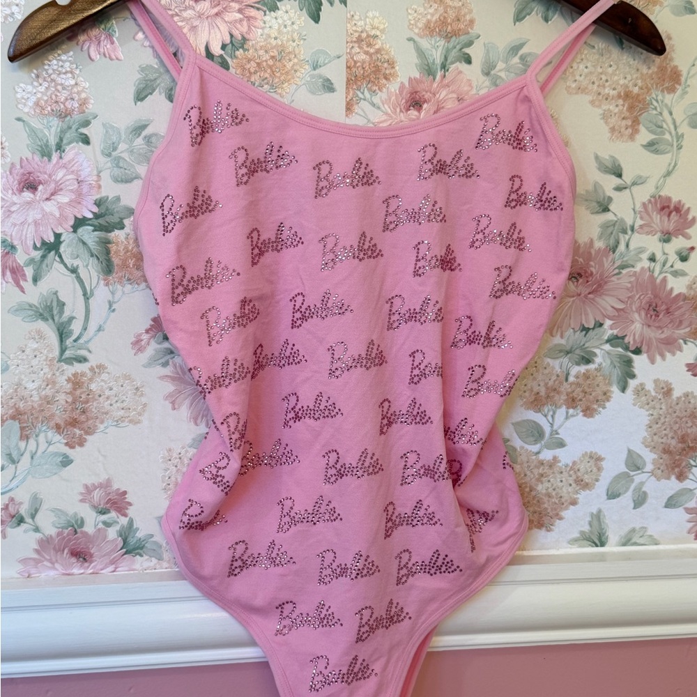 Zara Pink Glitter Logo One-Piece Bodysuit